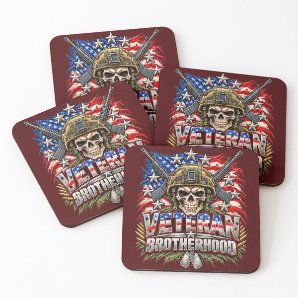 Item preview, Veteran Brotherhood – Patriotic Military Skull Emblem designed and sold by GENX-AUTISM-DAD.