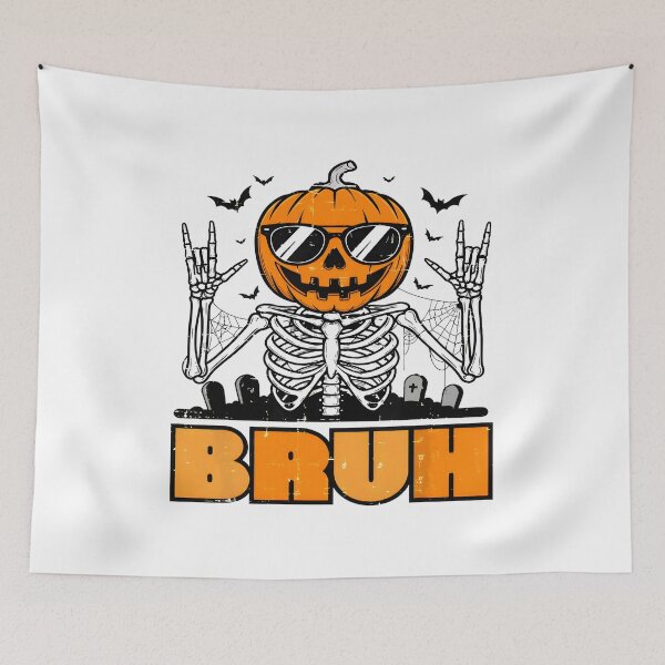 Item preview, Bruh Skeleton Pumpkin Head Halloween Graphic designed and sold by OlyvieArt.
