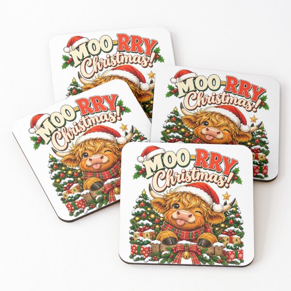 Item preview, Moo-Rry Christmas Cute Highland Cow Art designed and sold by BAAKSHOP.