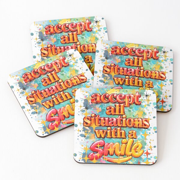 Item preview, Accept All Situations With A Smile - Retro 3D Typography & Watercolor Art designed and sold by PositiveEcho.
