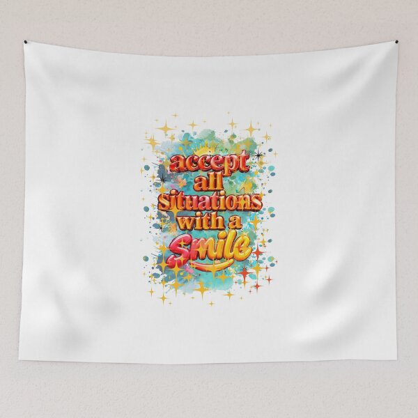 Item preview, Accept All Situations With A Smile - Retro 3D Typography & Watercolor Art designed and sold by PositiveEcho.
