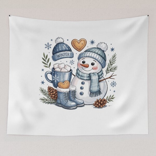 Item preview, Cozy Winter Snowman with Hot Cocoa and Gingerbread designed and sold by ariannagarci.