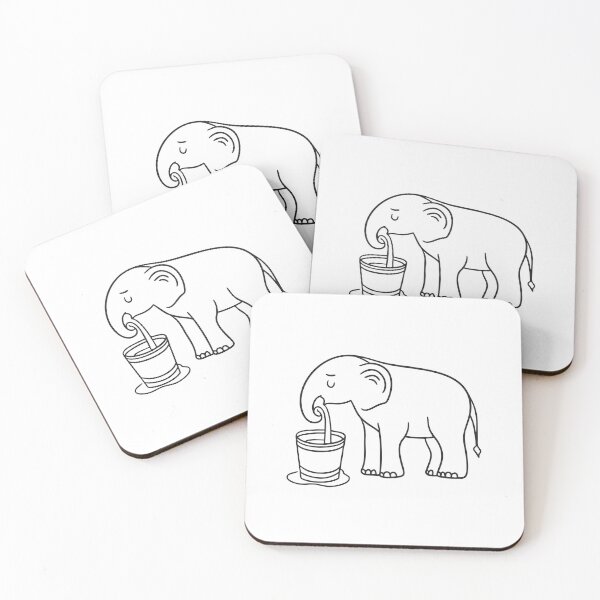 Item preview, An elephant drinking at the zoo beside a bucket designed and sold by rasagamastore.