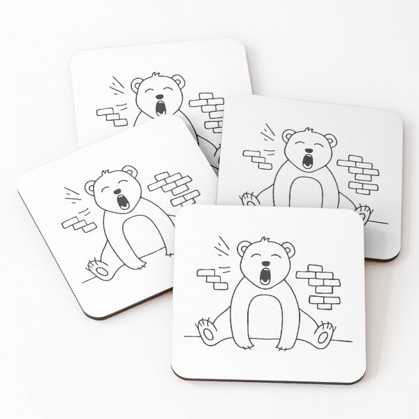 Item preview, A bear yawns while standing near a zoo wall designed and sold by rasagamastore.