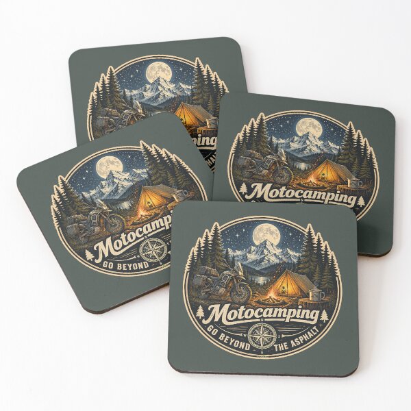 Item preview, Motocamping Motorcycle Retro Camping Sticker TShirt 03 designed and sold by OuterShellUK.