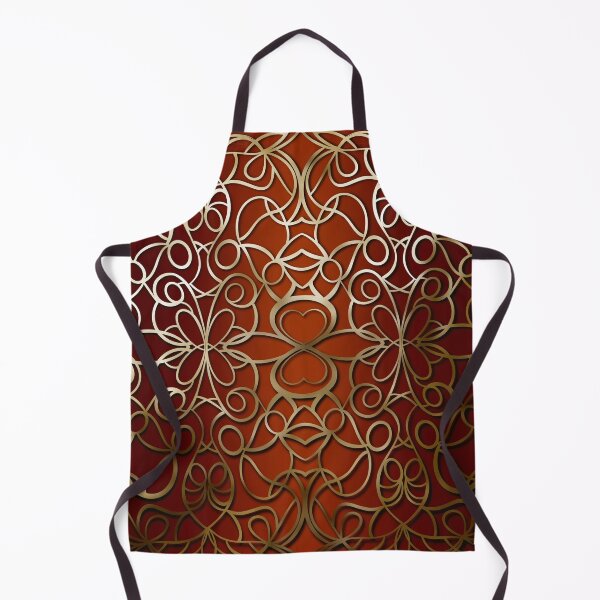 Item preview, Burnt Orange and Antique Gold Ornamental Pattern designed and sold by Visual Studio 888 LLC.