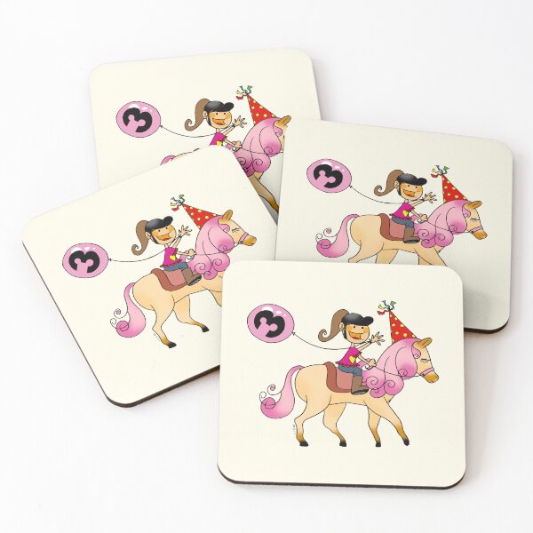 Item preview, 3rd Birthday Girl Cute Pony Ride Pink Balloon Number Three designed and sold by CuteCartoon.