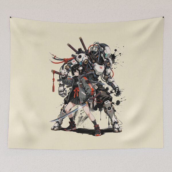 Item preview, Cyber Samurai & Mech Guardian: Cyberpunk Anime Streetwear Edition designed and sold by HexOne.