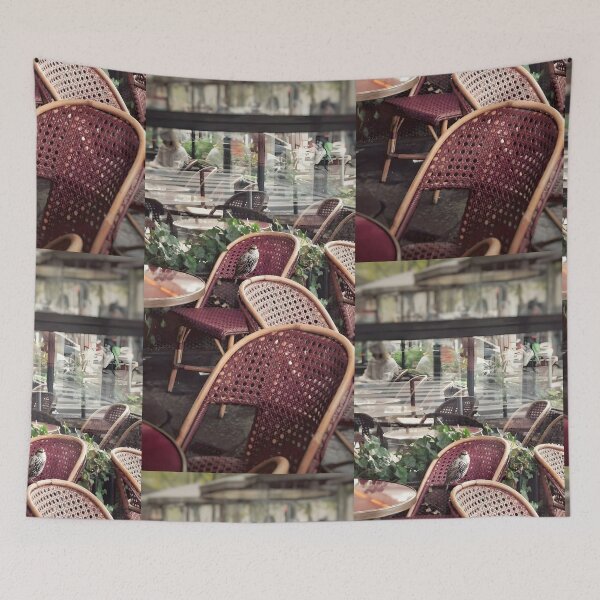 Item preview, Paris Cafe Starling Bird Photography Print | Parisian Outdoor Bistro Chair Canvas Art | Vintage French Cafe Atmosphere Poster | European Travel Wall Decor designed and sold by SergioMiklos.