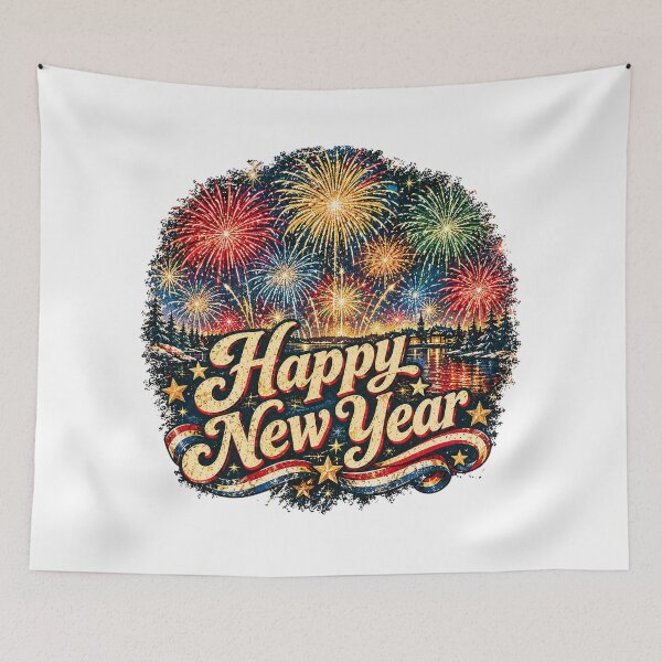 Item preview, Vintage Happy New Year Fireworks Retro Design designed and sold by NicheWearStudio.