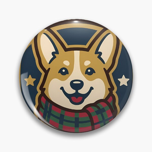 Item preview, Retro Corgi Plaid Scarf Christmas Dog Shield designed and sold by pumsquare.