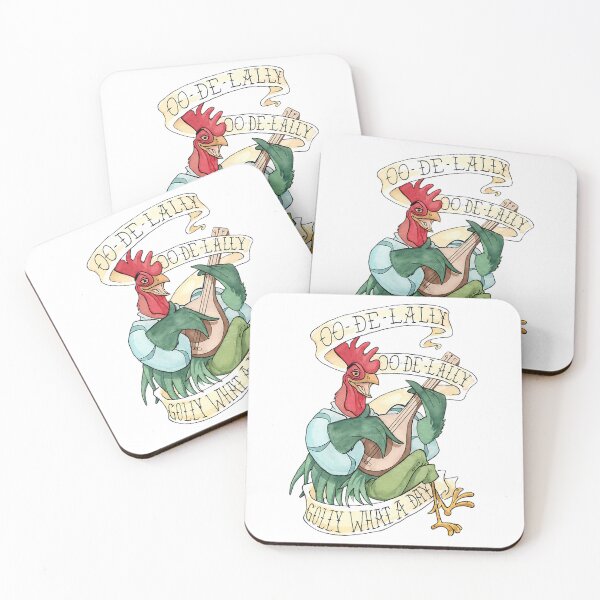 Item preview, Alan-A-Dale Rooster  Oo-De-Lally Golly What A Day Tattoo Watercolor Painting Robin Hood designed and sold by kitchen-delsie.