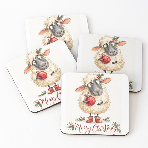Item preview, Cute Christmas Sheep with Ornament – Funny Merry Christmas Watercolor Art designed and sold by Darlin8888.