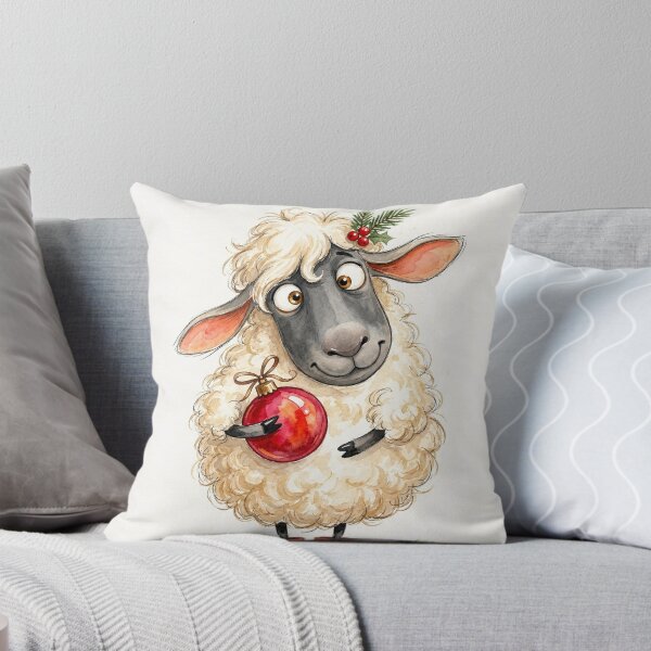 Item preview, Cute Christmas Sheep with Ornament – Funny Merry Christmas Watercolor Art designed and sold by Darlin8888.
