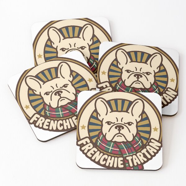 Item preview, Retro French Bulldog Plaid Scarf Christmas Badge designed and sold by pumsquare.