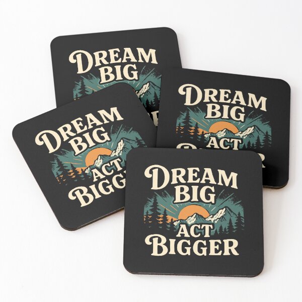 Item preview, Dream Big Act Bigger Retro Mountain Sun Pine Forest Adventure designed and sold by ThreadQuirk.