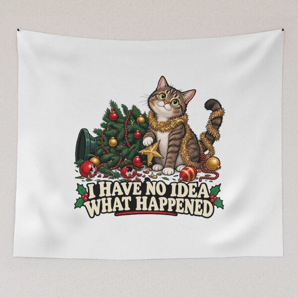 Item preview, Funny Christmas Cat T Shirt I Have No Idea What Happened Kitty Kitten designed and sold by w1ckerman.