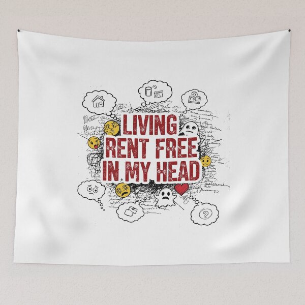 Item preview, Living Rent Free In My Head Scribbled Thoughts And Emojis designed and sold by ThreadQuirk.
