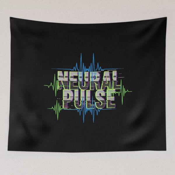 Item preview, Neural Pulse Glitch Striped Letters With Heartbeat Waveform designed and sold by ThreadQuirk.