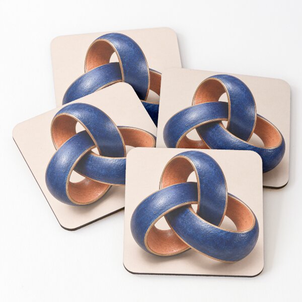Item preview, Interlocking Cobalt Blue Rings – Abstract Ceramic Trinity Knot Sculpture designed and sold by Kaleidoscope Print.