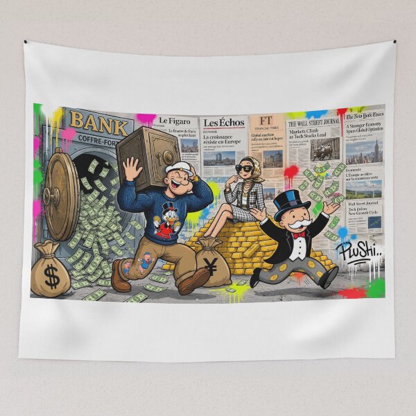 Item preview, Money and Wealth Pop Art – Gold, Greed & Street Art - Plushiworld designed and sold by PLUSHIWORLDtm.