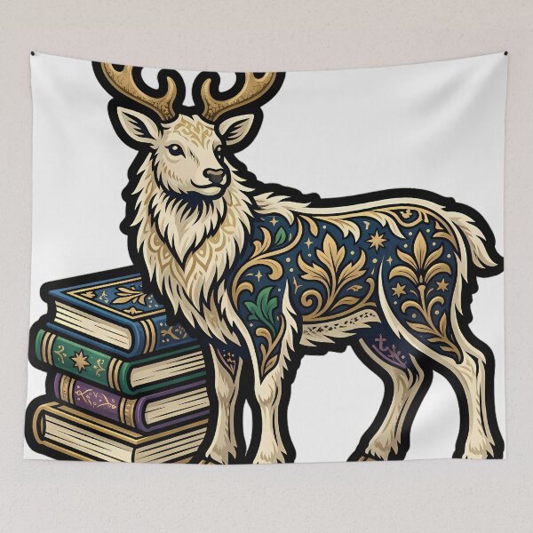 Item preview, Winter Stag - Book Stack Companion Gothic Emblem designed and sold by IllumeInk.