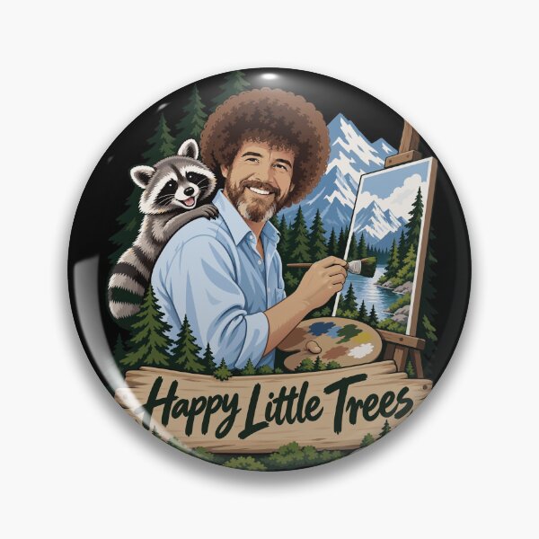 Item preview, Copia de Bob Ross y el mapache Happy Little Trees designed and sold by karamram.