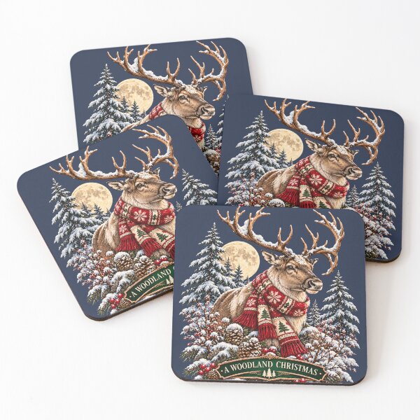 Item preview, Reindeer Christmas Vintage Woodland Winter Art designed and sold by CalmCapy Co.