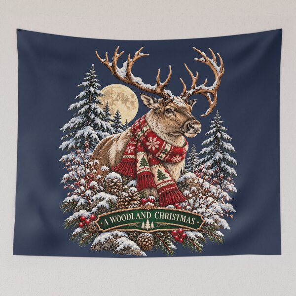 Item preview, Reindeer Christmas Vintage Woodland Winter Art designed and sold by CalmCapy Co.