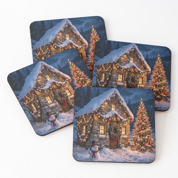 Item preview, Cozy Christmas Stone Cabin with Lights designed and sold by Deepsleepstudio.