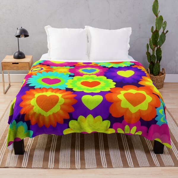 Item preview, Neon Psychedelic Flower Power Hearts Pattern designed and sold by Sybille-Yates.
