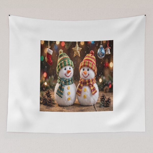 Item preview, Two Cute Christmas Snowmen with Glitter Hats designed and sold by Deepsleepstudio.