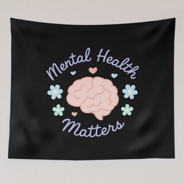 Item preview, Mental Health Matters Pastel Brain Flowers And Hearts designed and sold by ThreadQuirk.