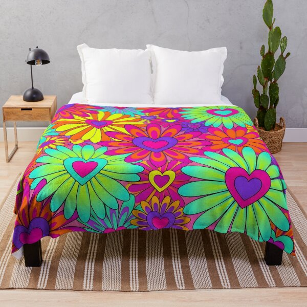 Item preview, Neon Psychedelic Flower Power Hearts Pattern designed and sold by Sybille-Yates.