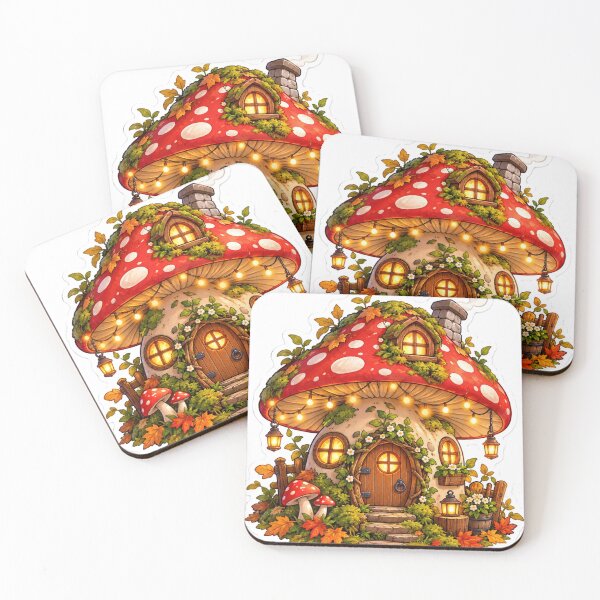 Item preview, Mushroom Cottage with Fairy Lights | Cozy Cottagecore Mushroom House designed and sold by SaeedArtStudio.