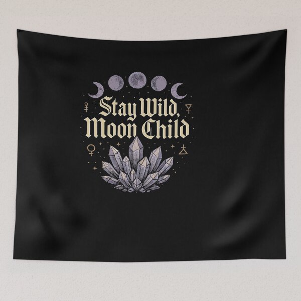 Item preview, Stay Wild Moon Child Gothic Lunar Phases And Crystal Cluster designed and sold by ThreadQuirk.