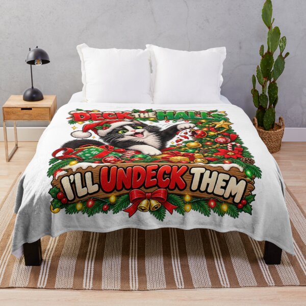 Item preview, Funny Christmas Cat Deck the Halls I'll Undeck Them designed and sold by JezzasFunnyShirts .
