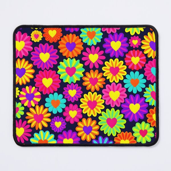 Item preview, Neon Psychedelic Flower Power Hearts Pattern designed and sold by Sybille-Yates.