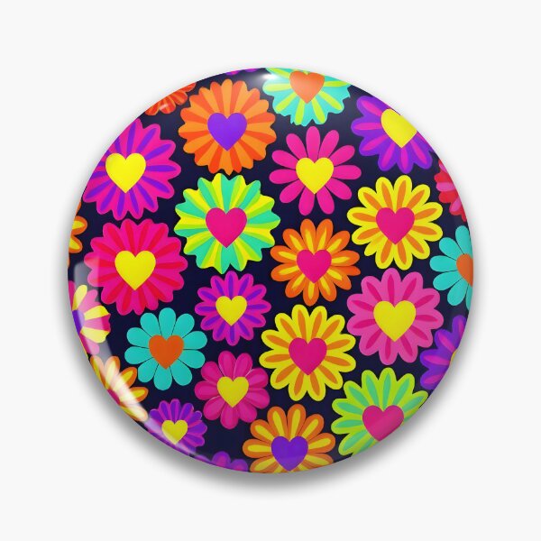 Item preview, Neon Psychedelic Flower Power Hearts Pattern designed and sold by Sybille-Yates.
