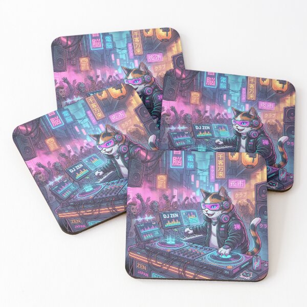 Item preview, Cyberpunk DJ Cat: Neo-Tokyo Night Club designed and sold by Zen Motif Japan.