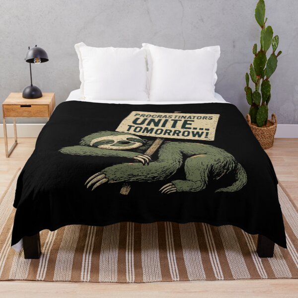 Item preview, Procrastinators Unite Tomorrow Sloth Holding Protest Sign designed and sold by ThreadQuirk.