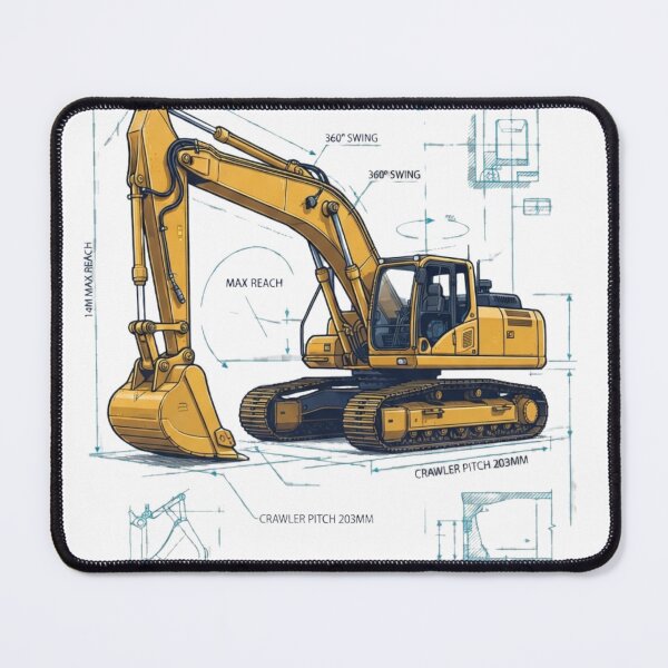 Item preview, Excavator Blueprint Engineering Design designed and sold by 4AGift.