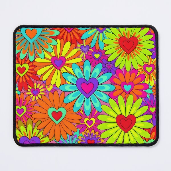 Item preview, Neon Psychedelic Flower Power Hearts Pattern designed and sold by Sybille-Yates.