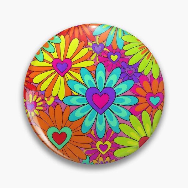 Item preview, Neon Psychedelic Flower Power Hearts Pattern designed and sold by Sybille-Yates.