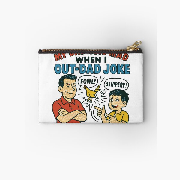 Item preview, My Dad Gets Mad When I Out-Dad Joke Yellow Chicken Pun Humor designed and sold by ThreadQuirk.