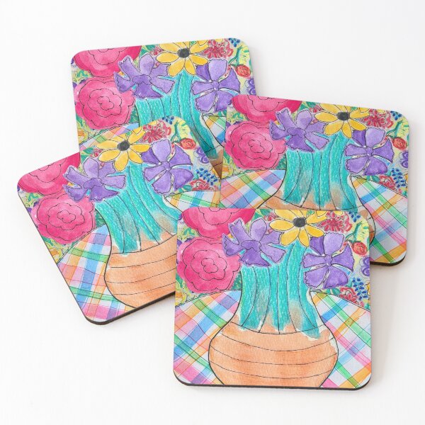 Item preview, retro 1960s Diana vase floral still life on tablecloth art No.1 of 5 designed and sold by WildLadyWood.