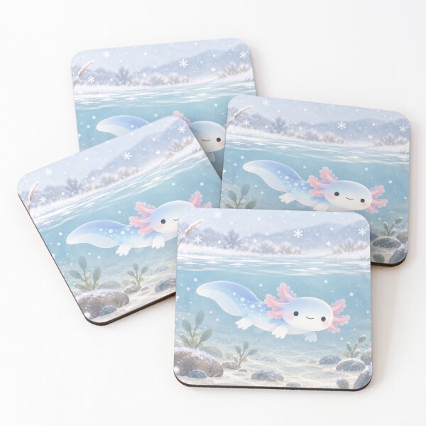 Item preview, Axolotl Swimming Beneath a Snowy Winter Lake designed and sold by AshiraCreations.