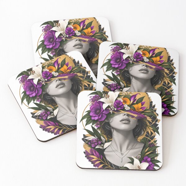 Item preview, Golden Bloom Floral Noir Portrait – Purple Flowers, White Lilies & Dark Botanical Art designed and sold by darryllouis245.