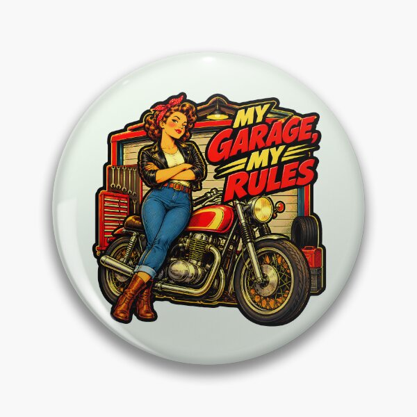 Item preview, My Garage My Rules Pin Up Biker in the Garage designed and sold by LV-creator.