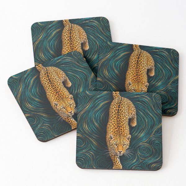 Item preview, Golden Leopard on Hypnotic Teal Waves designed and sold by Curio Meridian.